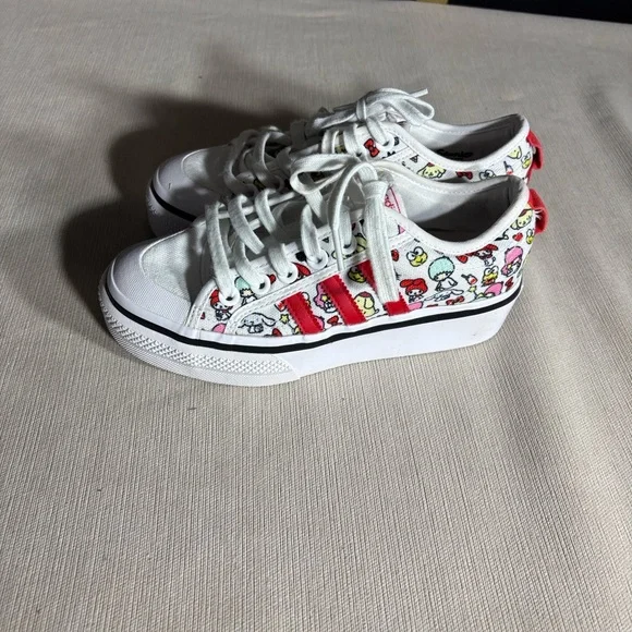 adidas | Shoes | Adidas Kids White And Red Graphic Sneakers | Poshmark
